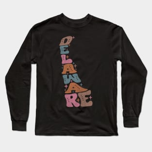 Delaware Us State Retro Typography Long Sleeve T-Shirt